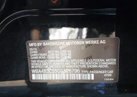 2016 BMW 435I Gran Coupe xDrive из США, поврежденный, VIN WBA4B3C55GG528796